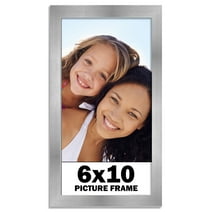 6x10 Frame Stainless Steel Silver Picture Frame - Modern Photo Frame Includes UV Acrylic Shatter