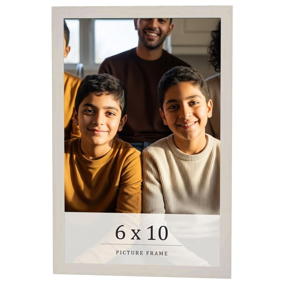 6x10 Frame White Wheat Solid Wood Picture Frame | Moulding Width 0.75 Inches | Interior Depth 0.5