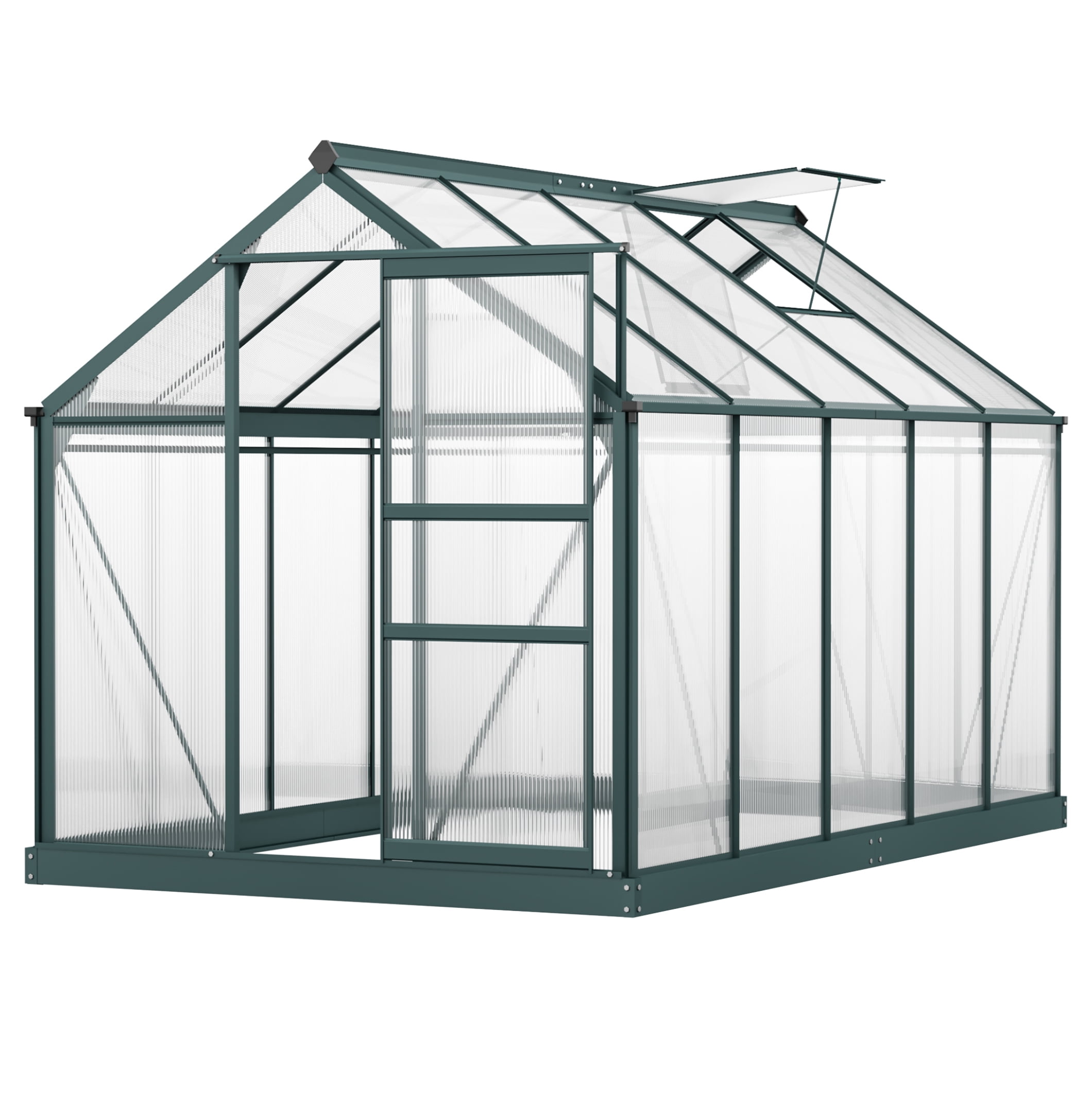 6x10' Greenhouse Outdoor Polycarbonate Walk-in Garden Greenhouse - Dark ...