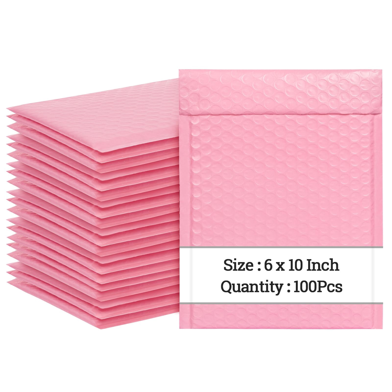 ValueMailers Pink Self-Seal Bubble Mailers - 6x10 Inches, Pack Of 25, Water-Resistant Poly Bubble Mailer