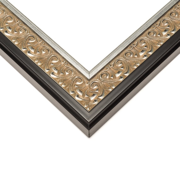 6x10 Ornate Silver Picture Frame - UV Acrylic, Foam Board Backing, Hanging Hardware