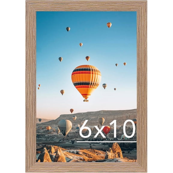 6x10 Picture Frame Rustic Brown for Wall Hanging or Tabletop, Wall Mounting Horizontally or Vertically, 6 x 10 Wall Gallery Poster Photo Frame with Shatter Resistant Plexiglass, Rustic Brown