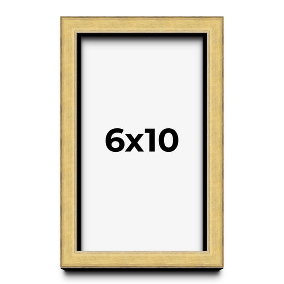 6x10 Shadow Box Frame Gold | 1.375 Inches Deep Real Wood Contemporary Shadowbox Display Frame | UV