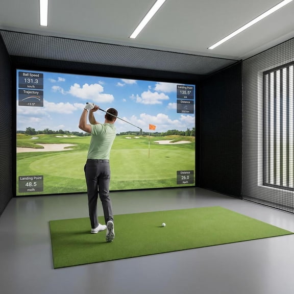 6x10 ft Golf Simulator Turf Putting Green Practice Mat, 15mm Pile Non-Slip Backing for Home Simulator Basement Garage, Artificial Turf for Driving Range(Only Grass Turf)