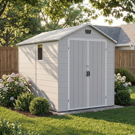 Homall6x10ft Outdoor Plastic Storage Shed with Window,Weather-Resistant, Easy Assembly, Wood-Effect Garden Tool House,Light Gray