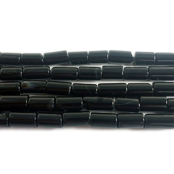6x10mm Black Agate Cylinder Tube Beads Genuine Gemstone Natural Jewelry Making