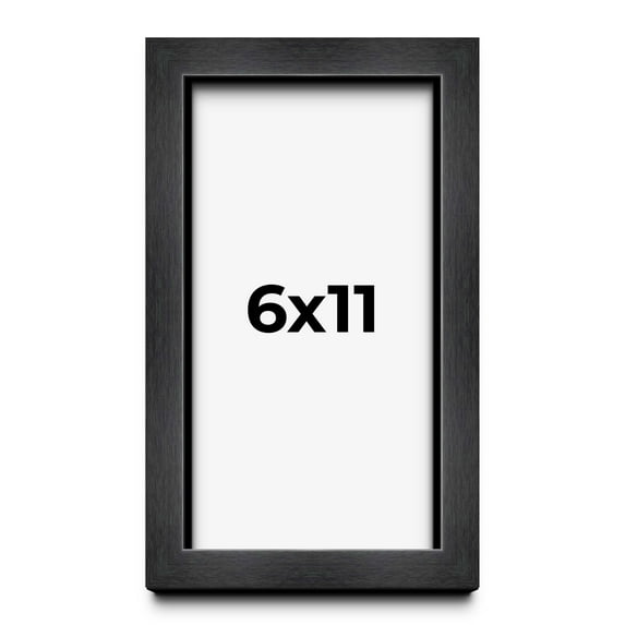 6x11 Frame Black Charcoal Grey Wood Textured Picture Frame | 0.75 Inch Moulding Width | Gunmetal