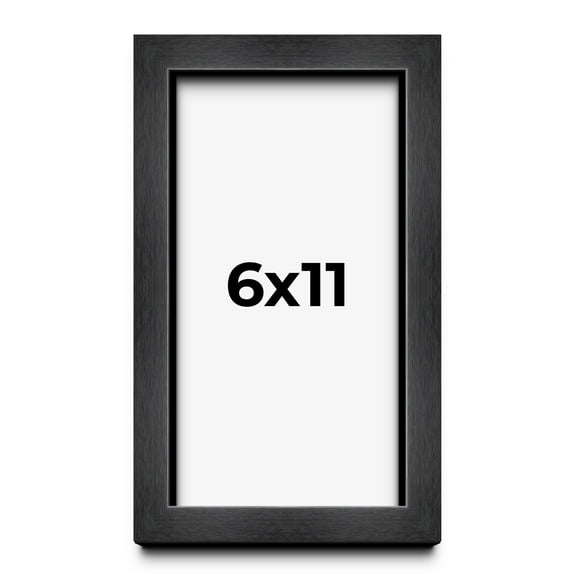 6x11 Frame Black Charcoal Grey Wood Textured Picture Frame | 0.75 Inch Moulding Width | Gunmetal