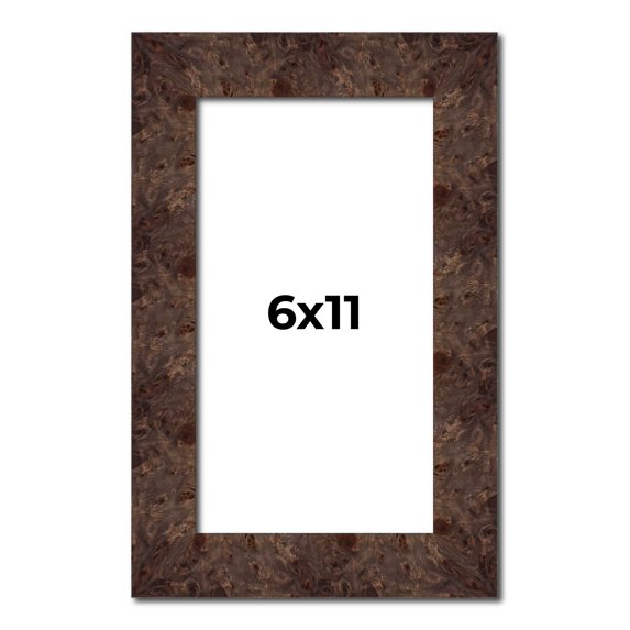 6x11 Frame Brown Burl Real Wood Picture Frame Width 1.625 Inches | Interior Frame Depth 0.5 Inches