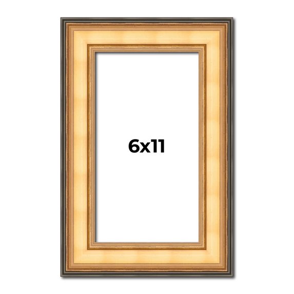 6x11 Frame Gold Plein Aire Solid Wood Picture Frame Width 2 Inches | Interior Frame Depth 0.5