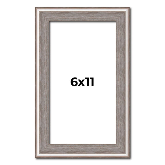 6x11 Frame Grey Real Wood Picture Frame Width 1.25 inches | Interior Frame Depth 0.5 inches | Hans