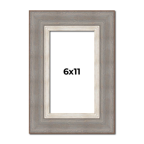 6x11 Frame Grey Real Wood Picture Frame Width 2.75 Inches | Interior Frame Depth 0.5 Inches | Linus