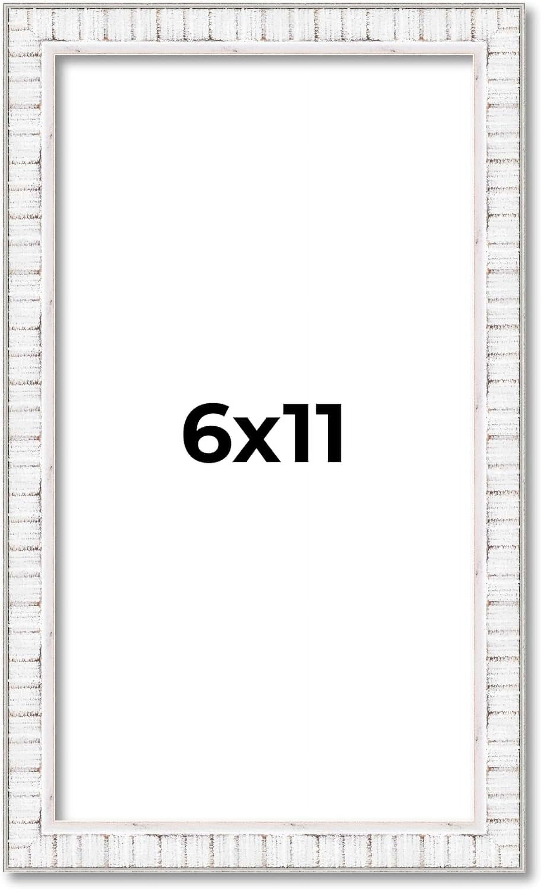 6x11 Frame White Distressed Solid Wood Picture Frame Width 0.75 Inches