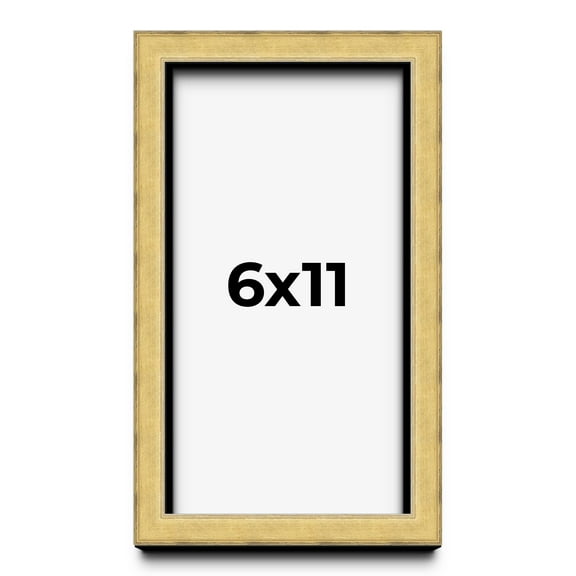 6x11 Shadow Box Frame Gold | 1.375 Inches Deep Real Wood Contemporary Shadowbox Display Frame | UV