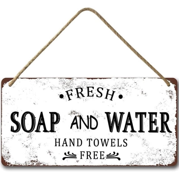 6x12 IN Bathroom Sign Hanging Wall Art,Vintage Bathroom Décor,Wooden Plaques Home Décor Sign,Funny Farmhouse Bathroom Wood Sign for Bathroom Toilet Decor,New House Warming Gifts