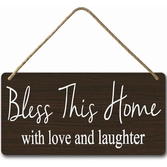 6x12 IN Bless This Home with Love and Laughter Wall Sign,Blessed Family Sign,Farmhouse Living Room Kitchen Dining Room BedroomDecor for Home Front Door Decor,Housewarming Gifts