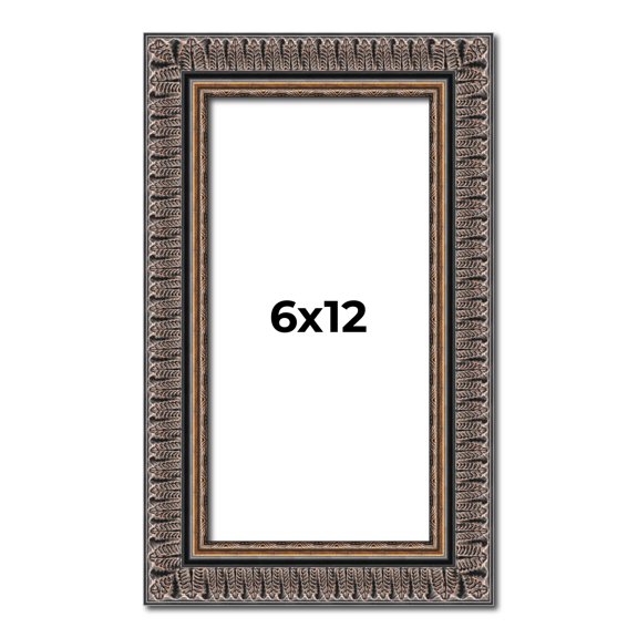 6x12 Frame Black Feather Payton Ornate Solid Wood Picture Frame Width 1.75 Inches | Interior Depth