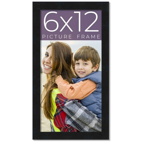6x12 Frame Black Real Wood Picture Frame Width 0.75 inches | Interior Frame Depth 0.5 inches |
