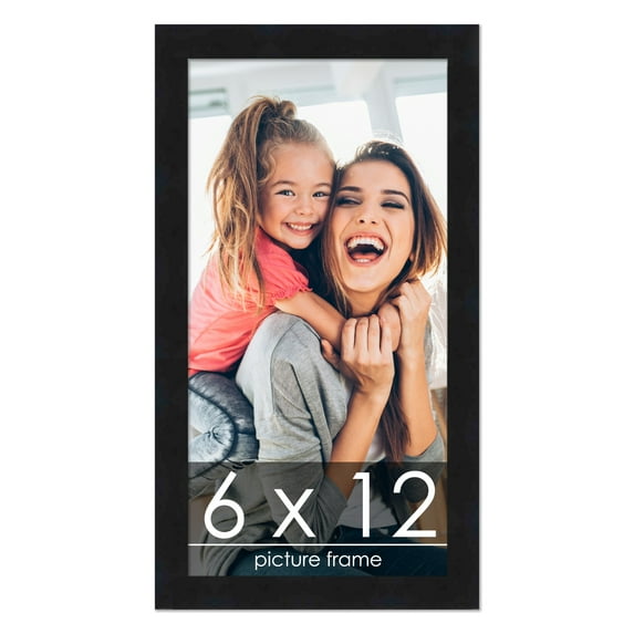 6x12 Frame Black Wood Picture Frame - UV Acrylic, Foam Board Backing, & Hanging Hardware Included!