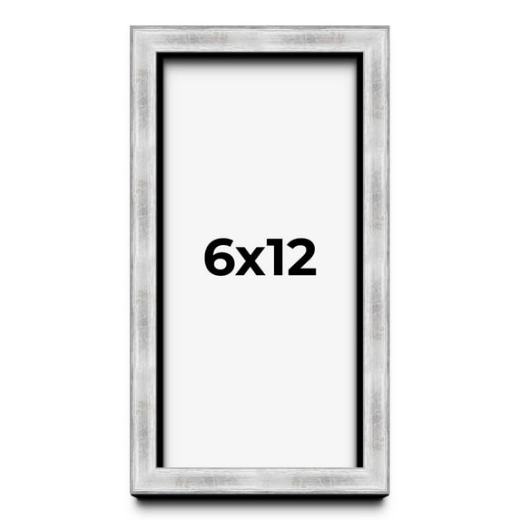 6x12 Frame Brushed Silver Solid Wood Picture Frame | 0.75 Inch Moulding Width | Rabbet Depth 0.75