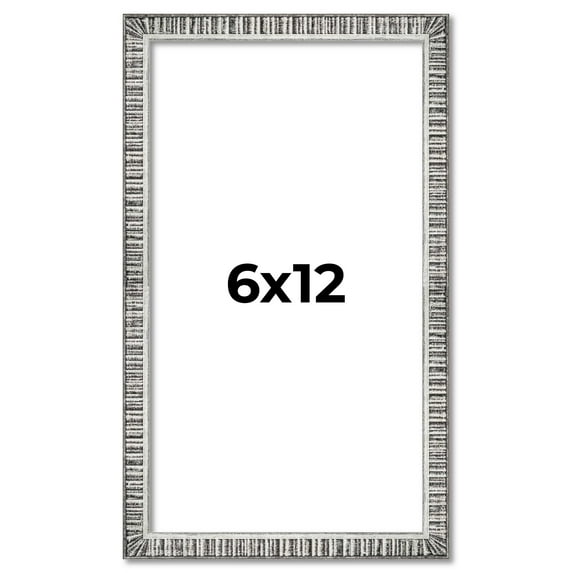 6x12 Frame Silver Grey Distressed Solid Wood Picture Frame | 0.75 Inch Moulding Width | Interior