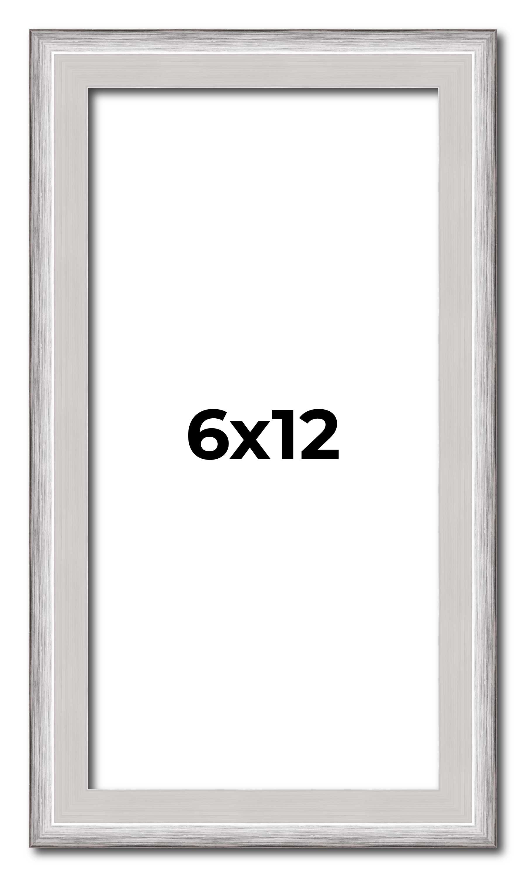 6x12 Frame Silver Inner Slope Bevel Picture Frame | 1 Inch Moulding ...