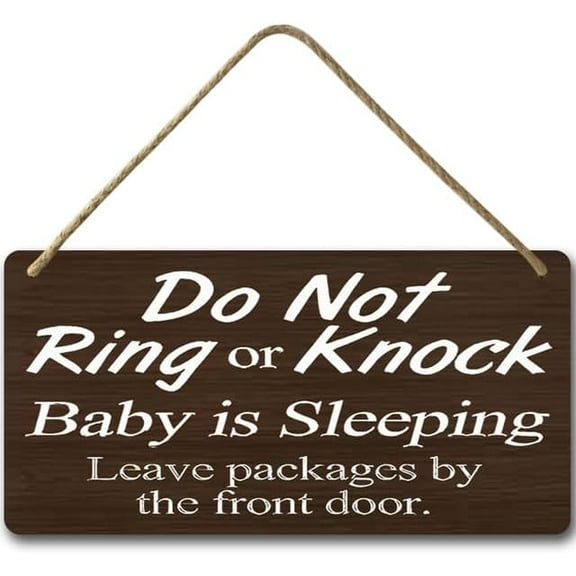 6x12 IN Do Not Knock Or Ring Doorbell Sign,Baby Sleeping Sign,Door Decor,Vintage Look Silence Please Home Accessory Gift