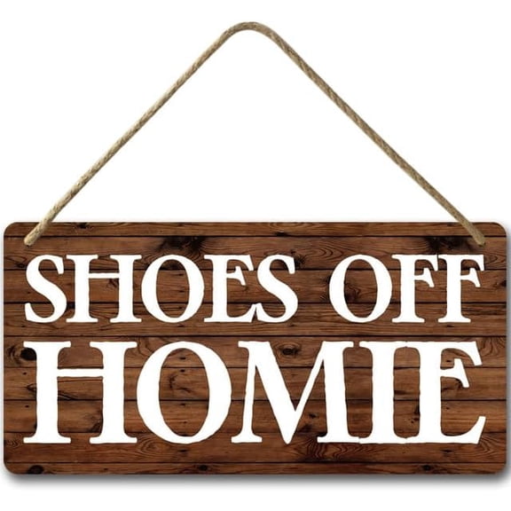 6x12 IN Shoes Off Homie Welcome Sign for Front Door,Farmhouse Wall Pediments Art Decor,Rustic Hanging Wall Signs