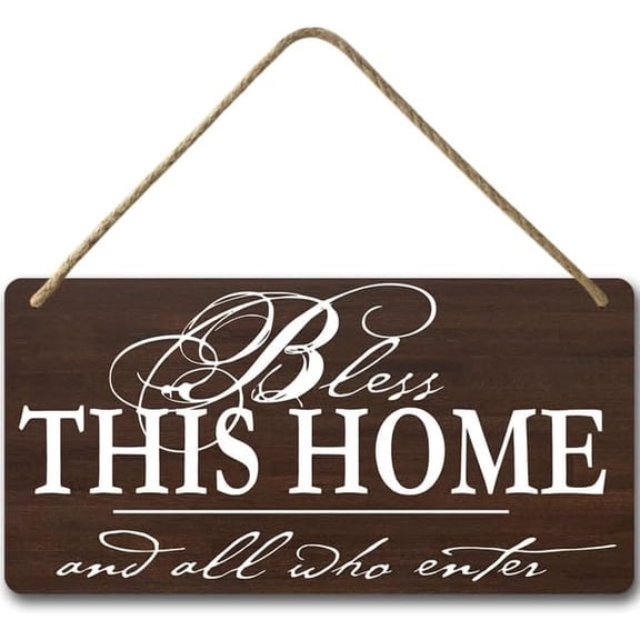 6x12 IN Vintage Bless This Home and All Who Enter Wall Sign,Rustic Farmhouse Home Signs Decor,Blessed Sign,Religious Housewarming Gifts