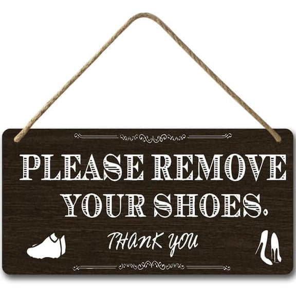 6x12 IN Welcome Door Sign Shoes Off Sign for Home Living Room Porch Decor No Shoes Wood Sign,Hanging Printed Wooden Plaque Décor