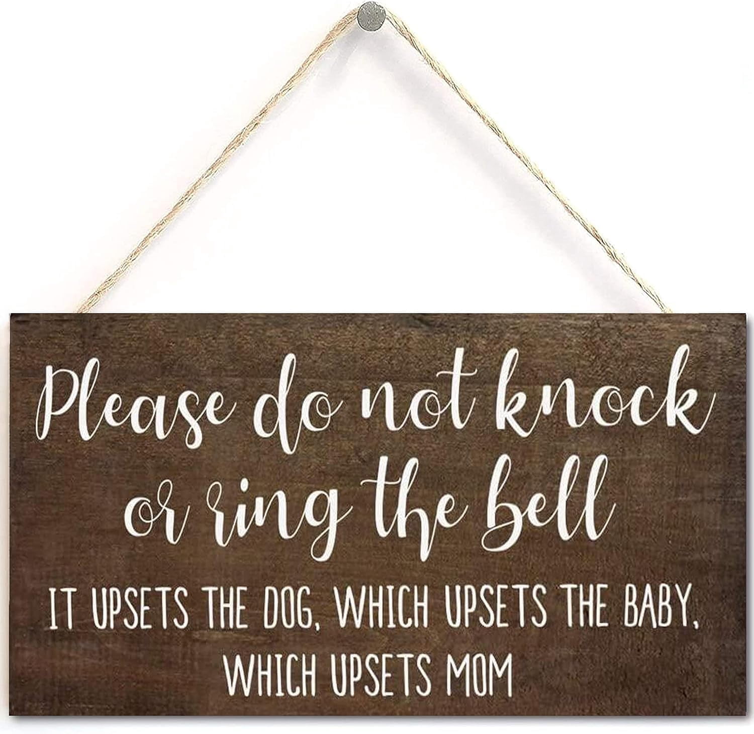 Baby Sleeping Holzschild – 'Don't Ring Doorbell', 25,4 X 12,7 Cm, Mit Aufhängeseil, Für Tür & Wand