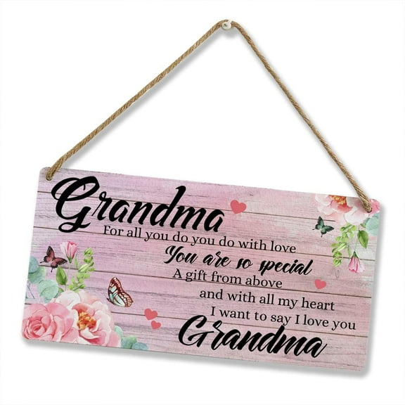 6x12 Inch Country Floral Butterfly Grandma Wooden Plaque Sign Decor I Want To Say I Love You Grandma Hanging Wooden Plaque Mother'S Day Decor For Home