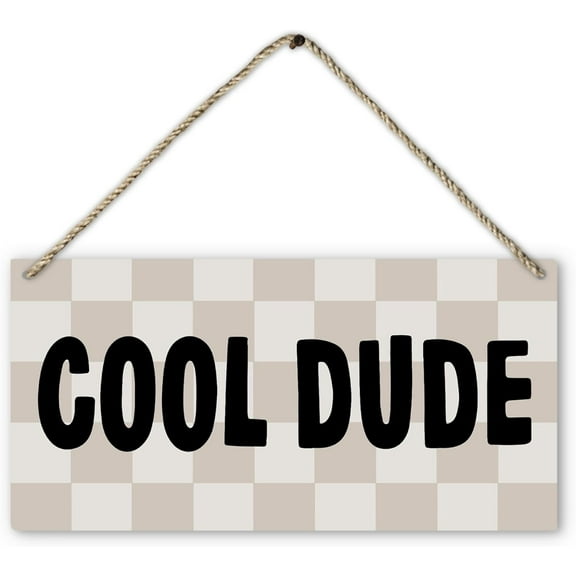6x12 Inch Dorm Room Decor,Cool Dude Preppy Retro Boho Beige Wood Plaque Sign Hanging Door Wall Decor,Boys Room Decor,Dorm Decor For College Boys,Teen Boy Room Decor Wall Pediments