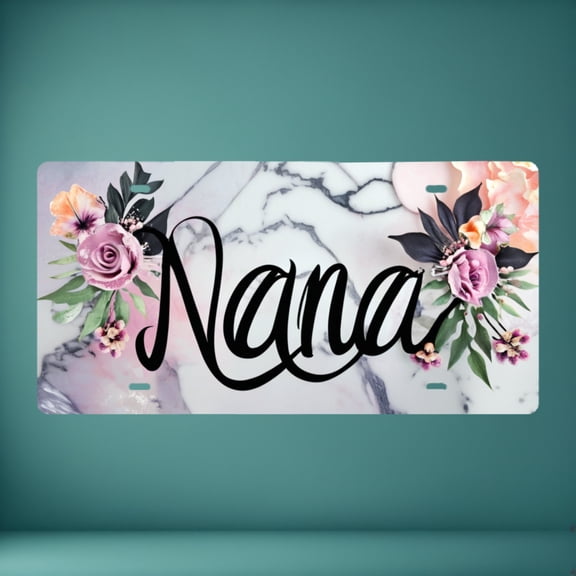 6x12 Inch Floral Nana marble design. License Plate, Car Licenses Plate Covers Waterproof License Tag Metal for Decoration Only