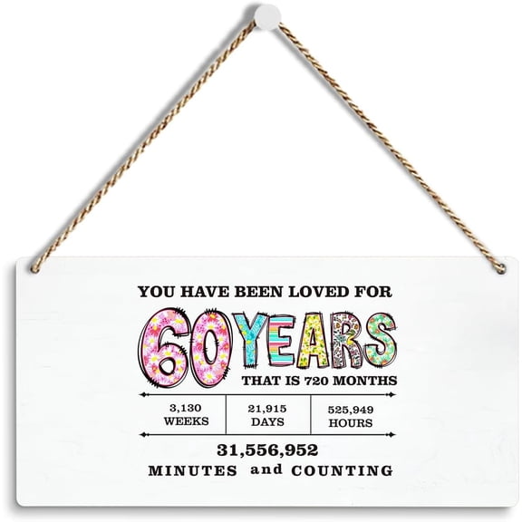 6x12 Inch Funny 60Th Birthday Gifts For Women Wood Sign, 60 Year Old Birthday Gifts For Home Door Decorations Wall Hanging Decor, 60Th Birthday Party Decorations For Woman