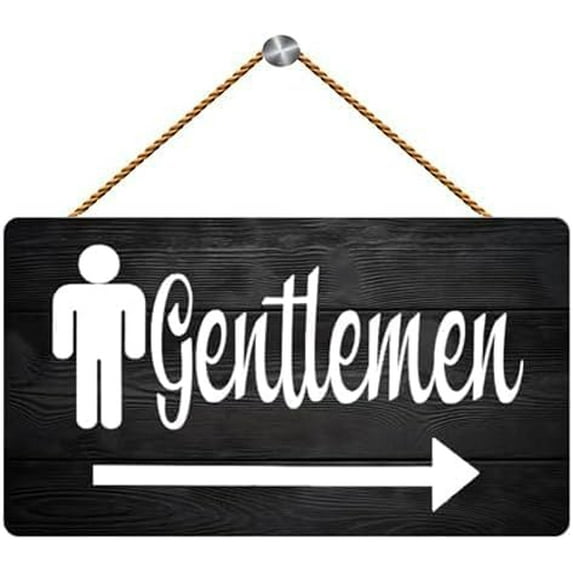 6x12 Inch Gentlemen Directional Arrow Wooden Sign - Hanging Printed Wall Plaque Wood Signs，Decor Wall Hanging Sign For Home Front Door Entryway Porch Decor Gift
