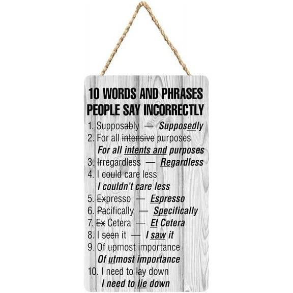 6x12 Inch Hanging Door Sign 10 Words And Phrases People Say Incorrectly Rustic Wooden Autumn Porch Sign For Front Door Home Living Room Garden Harvest Thanksgiving