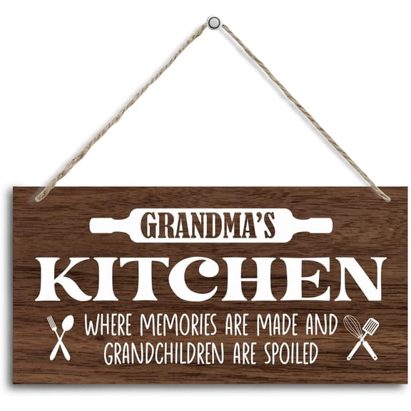 6x12 Inch Hanging Kitchen Rules Wood Decor Sign, Grandma'S Kitchen Sign, Hanging Printed Wooden Plaque Decor, Modern Kitchen Wood Signs, Kitchen Rules Sign, Rustic Farmhouse Kitchen Wall Decor Sign