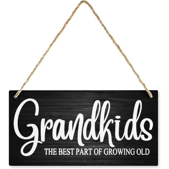 6x12 Inch Hanging Wood Sign Home Decorative Grandkids The Best Part Of Growing Old Sign Farmhouse Wooden Hanging Sign Rustic Wall Art Plaque Decor For Front Door Porch Yard