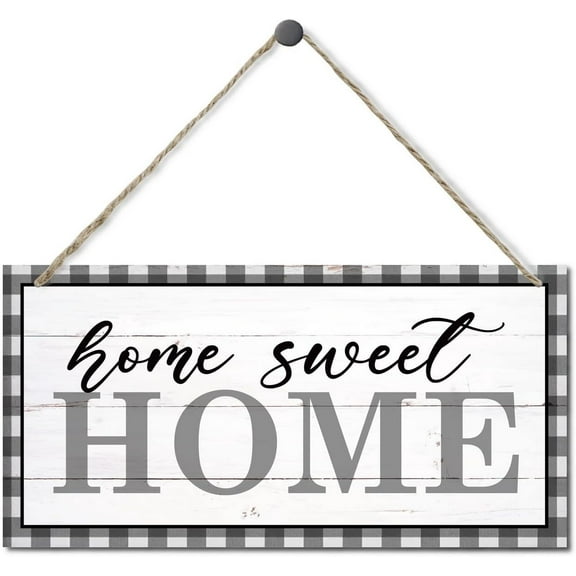 6x12 Inch Home Sweet Home Decor Sign, Hanging Wood Sign Home Decorative, Printed Wood Wall Art Sign, Rustic Door Hanger, Farmhouse Decoration, Front Door Decor, Home Porch Decor, Housewarming Gift