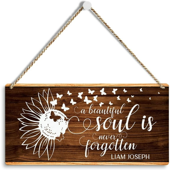 6x12 Inch Memorial Sympathy Gifts For Loss Of Loved One, Memorial Gifts, Bereavement Condolences Gift, Funeral Decor Wall Decor, A Beautiful Soul Is Never Forgotten Sign, Door Wall Hanging Decor