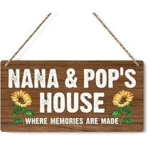 6x12 Inch Rustic Nana And Pop'S House Wooden Sign Decor, Outdoor Porch Decoration Hanging Signs, Gifts For Grandma Grandpa - Yard Wall Art Decor Sign, Birthday Gifts For Grandpa Grandma