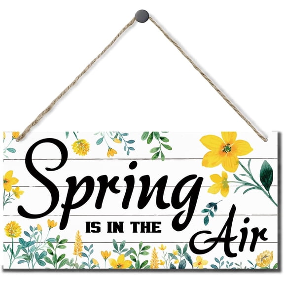 6x12 Inch Spring Decoration, Spring Is In The Air Sign, Hanging Wood Sign Home Decorative, Spring Birdhouse Sign, Rustic Decor For Front Door, Farmhouse Wood Wall Plaque, Garden Yard Hanging Decor