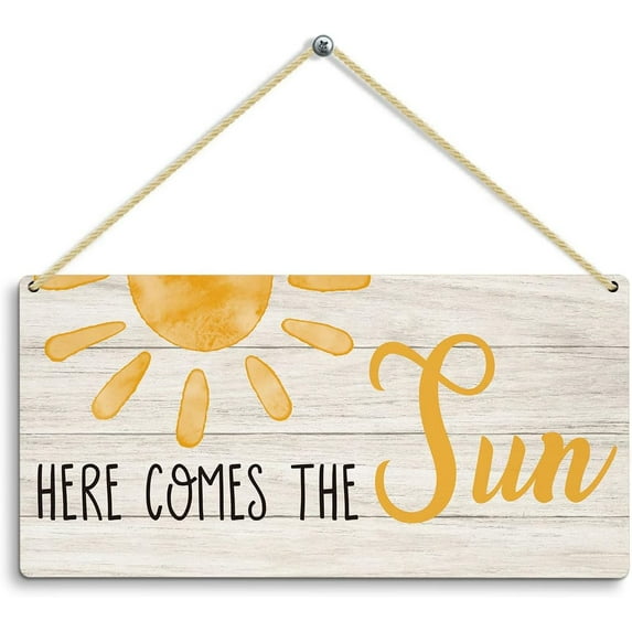 6x12 Inch Summer Decor, Summer Decorations For Home Office Door Decor Signs, Summer Sign, Here Comes The Sun Sign, Summer Front Door Wall Hanging Plaque Decor