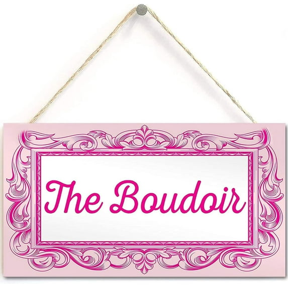 6x12 Inch The Boudoir Vintage Shabby French Powder Room Hanging Plaque Bath Bedroom Sign