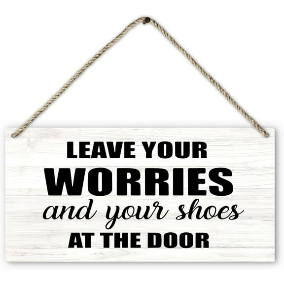 6x12 Inch Welcome Signs For Front Door Leave Your Worries And Your Shoes At The Door Wood Plaque Sign Hanging Door Wall Decor,Home Entryway Decor Wall Pediments