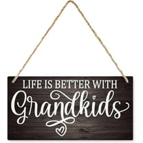 6x12 Inch Wooden Wall Sign Life Is Better With Grandkids Wall Decor For Living Room Bedroom, Rustic Wooden Farmhouse Wall Art Decor