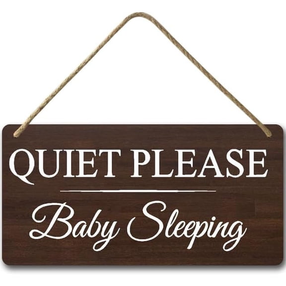 6x12 IN Quiet Please Baby Sleeping Sign,Funny Welcome Go Away SignsFor Baby Room, Nursery, Kindergarten, Bedroom,Door Decor,Vintage Look Silence Please Home Accessory Gift