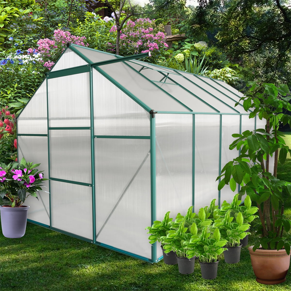 6x12FT Greenhouses for Outdoors,Upgraded Walkin Greenhouse with Vents
