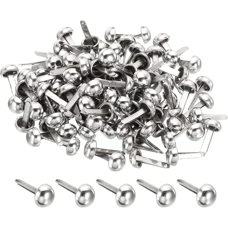 400 Pcs Mini Brad Paper Brads Fastener, Multicolor Metal Brad Split Pins Pastel, Round Fasteners with 400pcs Silver Washers and Hole Punch, Small
